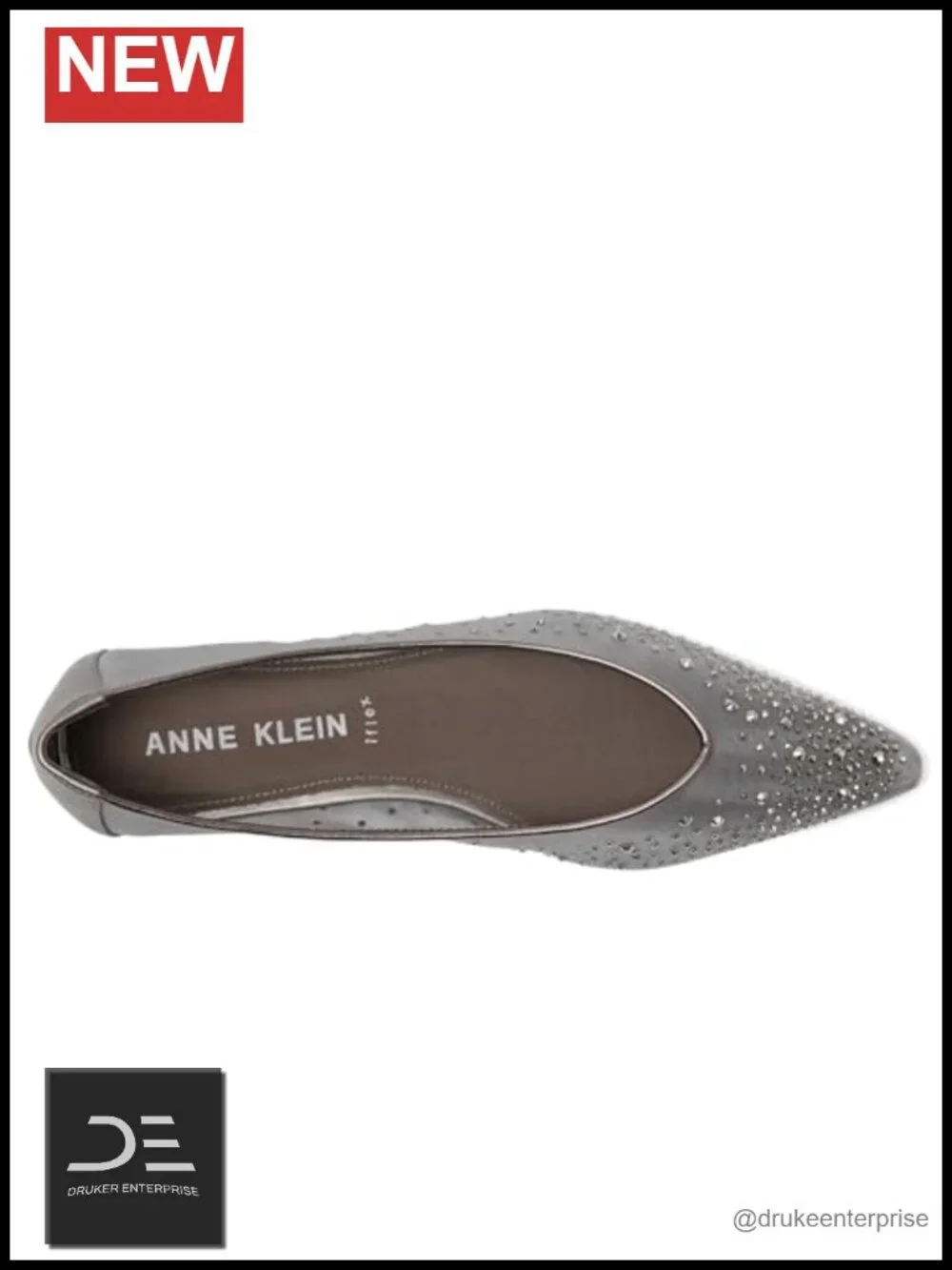 Anne Klein Rhinestone Mesh Slip-On Pointed Toe Block Heels